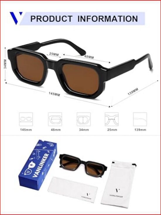 Vintage Trendy Square Chunky Rectangle Sunglasses UV400 main image 5